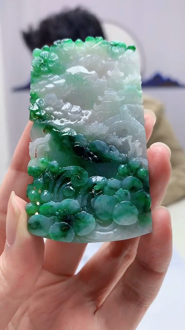 【闪购商品】定制翡翠未镶嵌4688zm-毛货赠珠链山水157