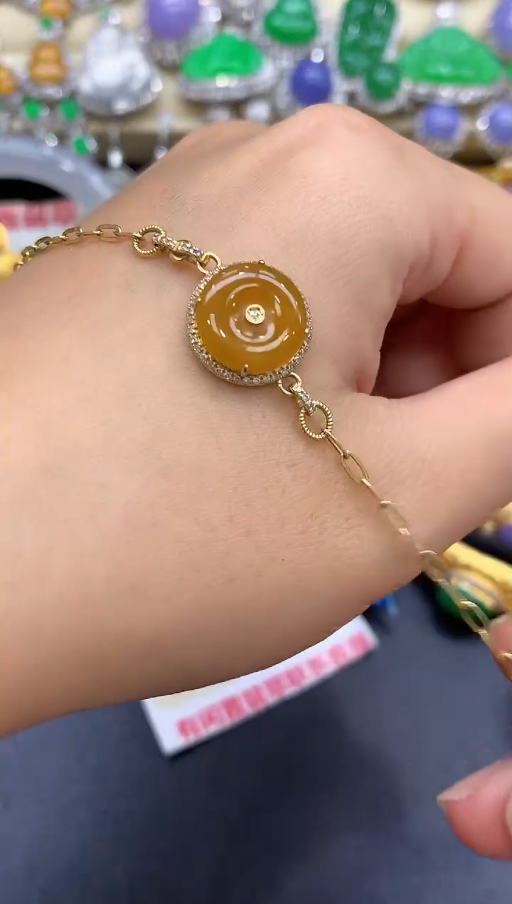 18K金镶嵌手链翡翠374-中国好珍宝