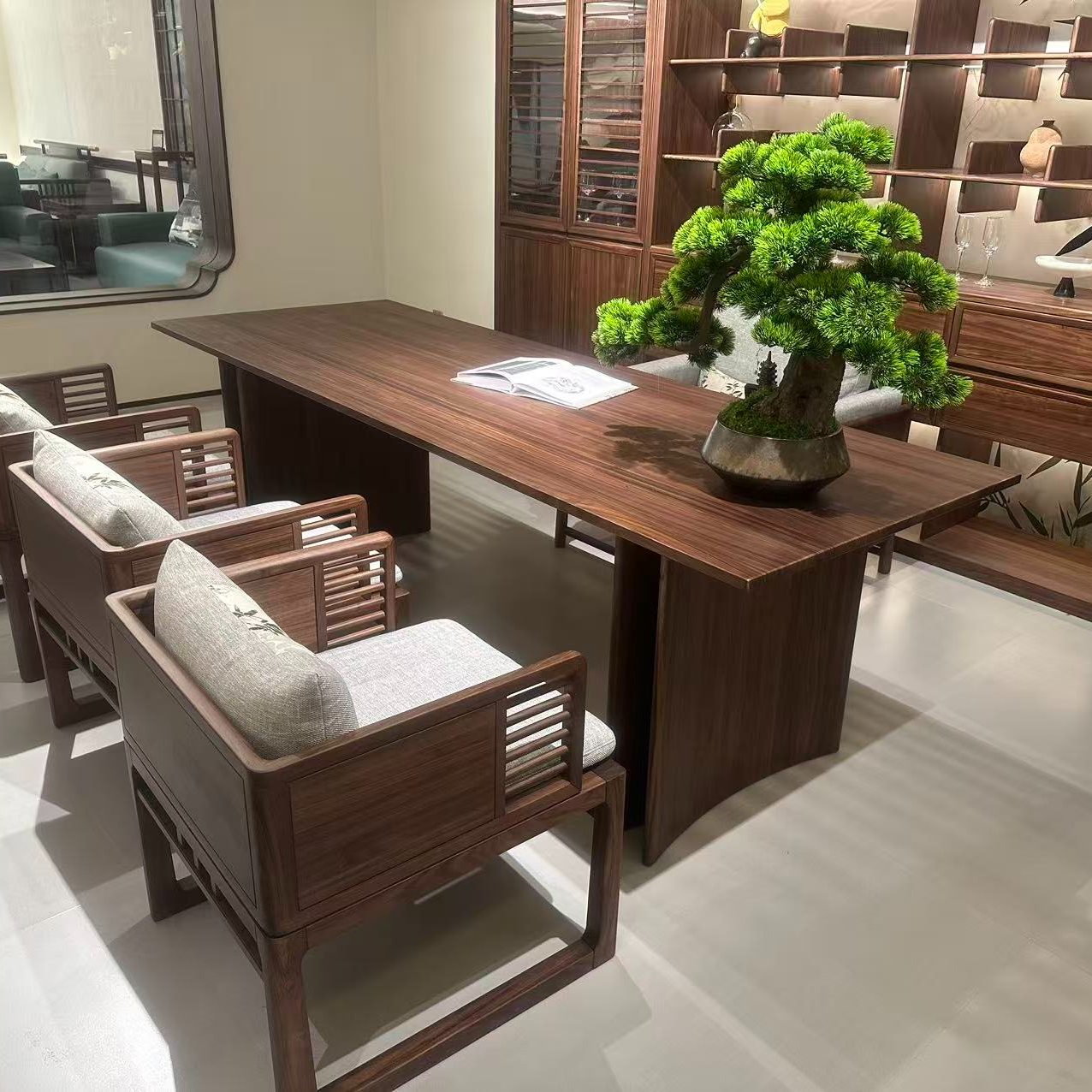 高博铭品宋氏美学茶桌赛鞋木豆原木茶桌实木茶室家具