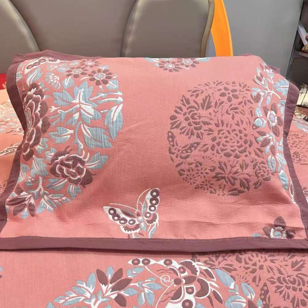 纯棉纱布枕巾--青花瓷粉