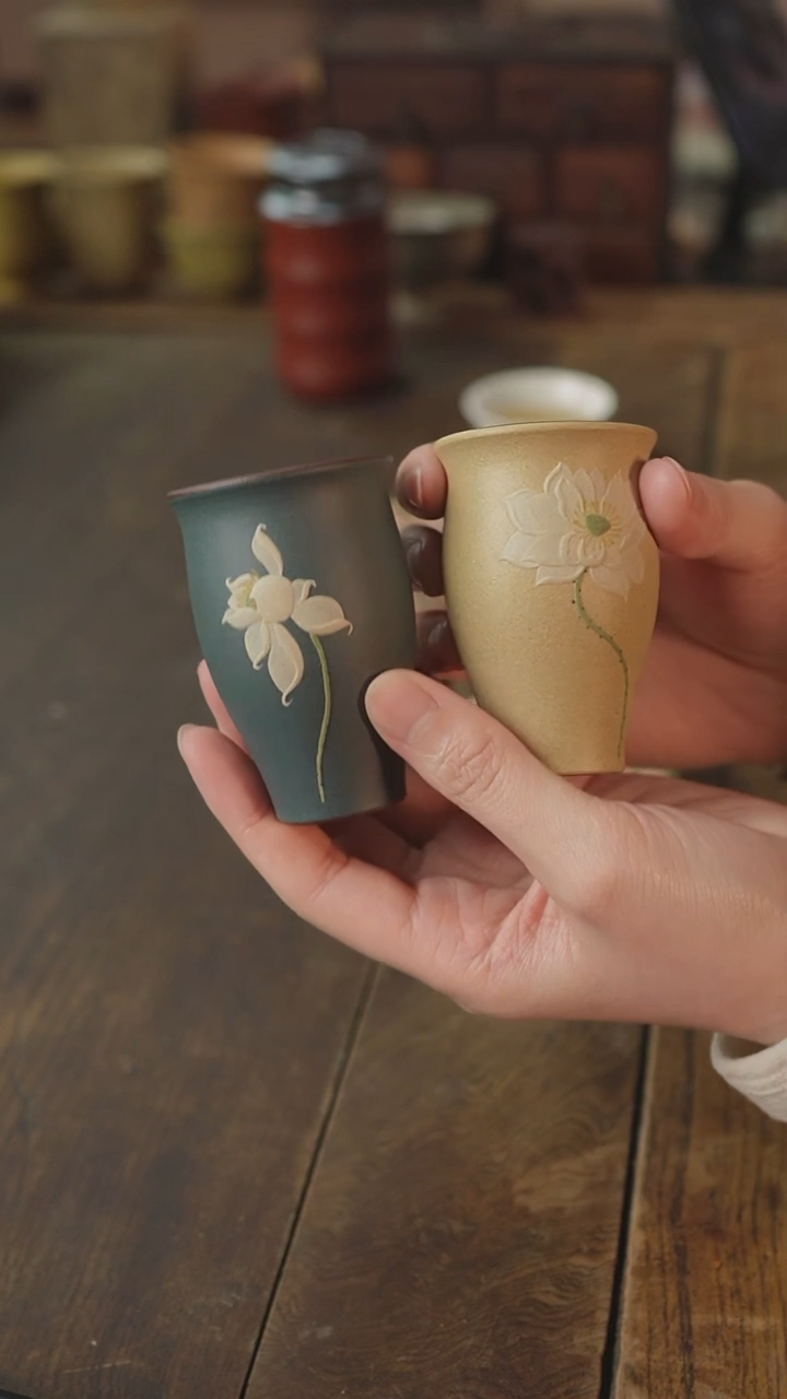 【闪购商品】紫砂茶杯泥绘款杯子