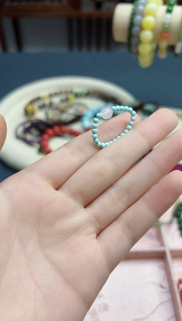 【闪购商品】水晶戒指未镶嵌粉水晶小米戒指*1 XSQ