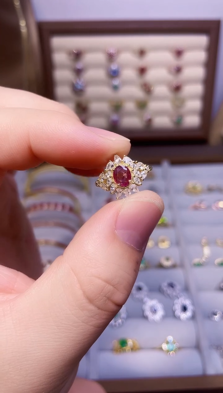 【闪购商品】彩色蓝宝石戒指银S925镶嵌一枚