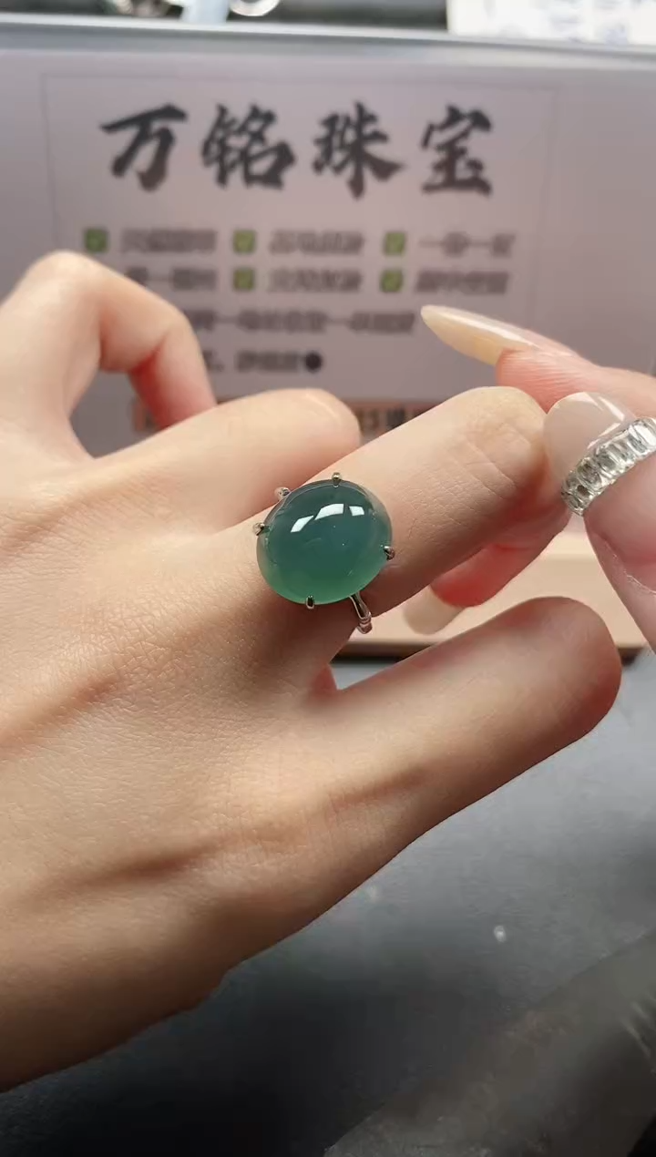 银S925镶嵌戒指翡翠51511
