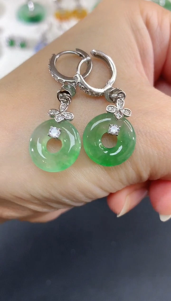 未镶嵌翡翠耳饰J**** 164买断场不退不换|