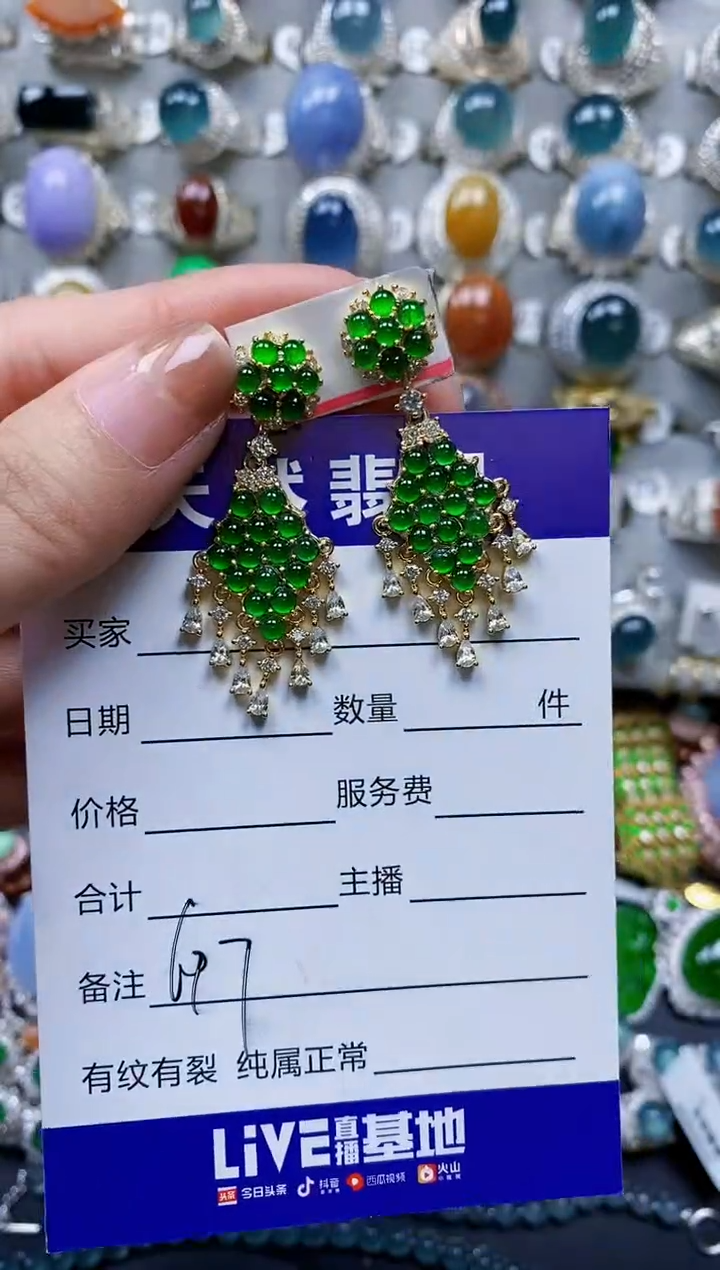 【闪购商品】翡翠耳饰银S925镶嵌0697