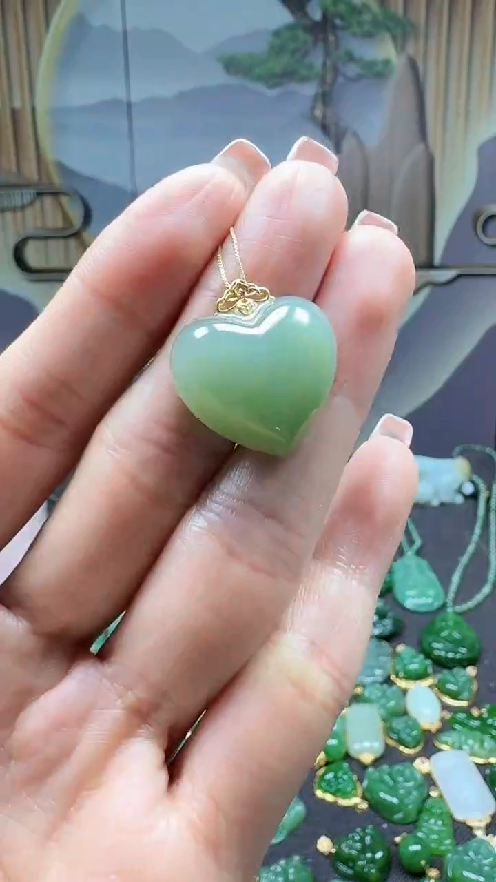 【闪购商品】和田玉吊坠(不含链)18K金镶嵌1