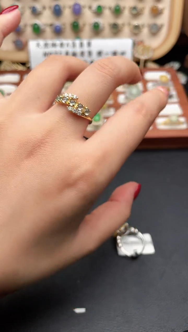 银S925镶嵌戒指翡翠一物一证一礼盒