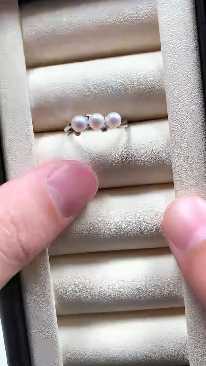 【闪购商品】海水珍珠戒指银S925镶嵌多珠珍珠戒指