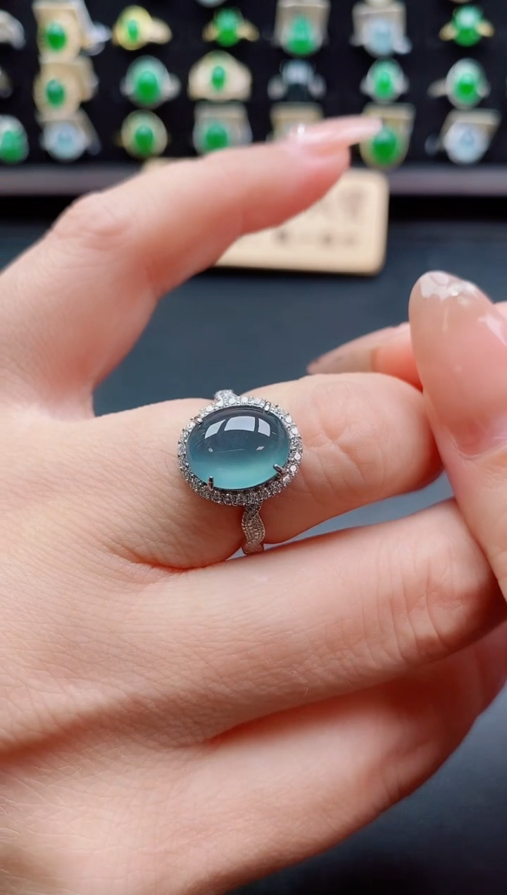 银S925镶嵌戒指翡翠1