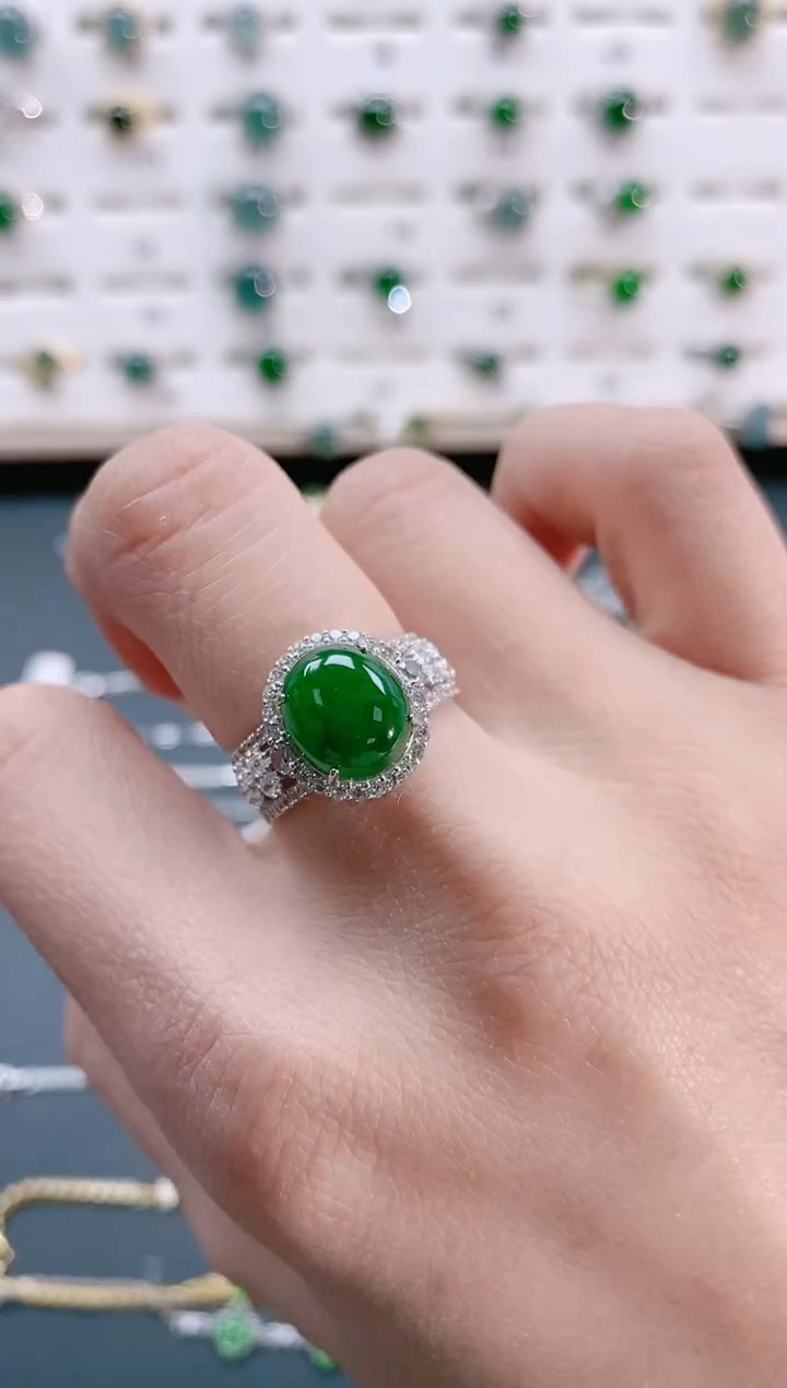 【闪购商品】翡翠戒指银S925镶嵌天然翡翠