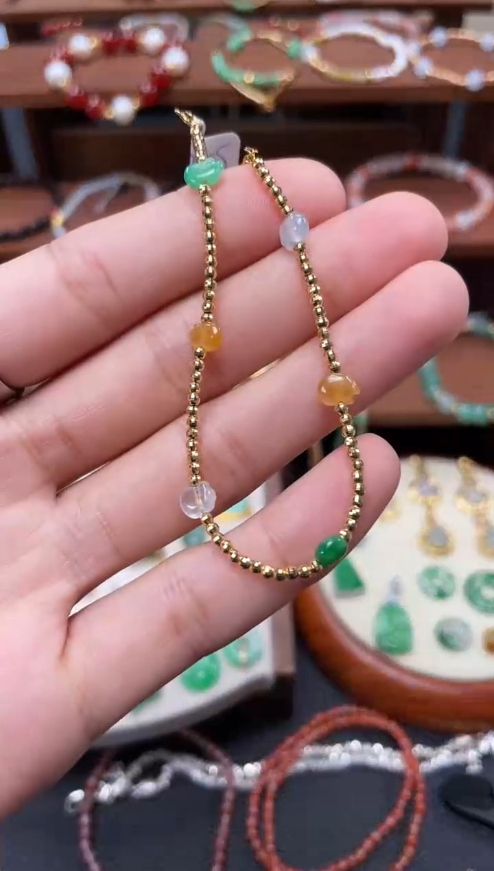 【闪购商品】翡翠套链18K金镶嵌一个  JK718