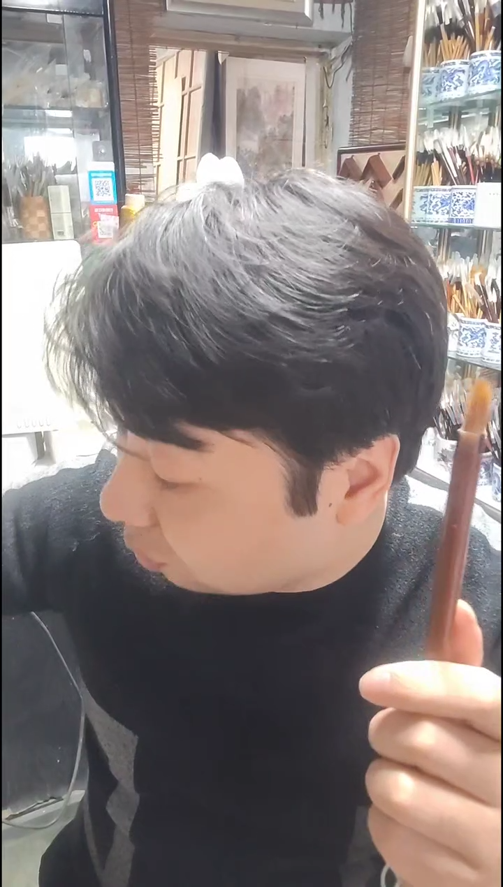  2支狼毫鸡距 毛笔 烤红竹i杆