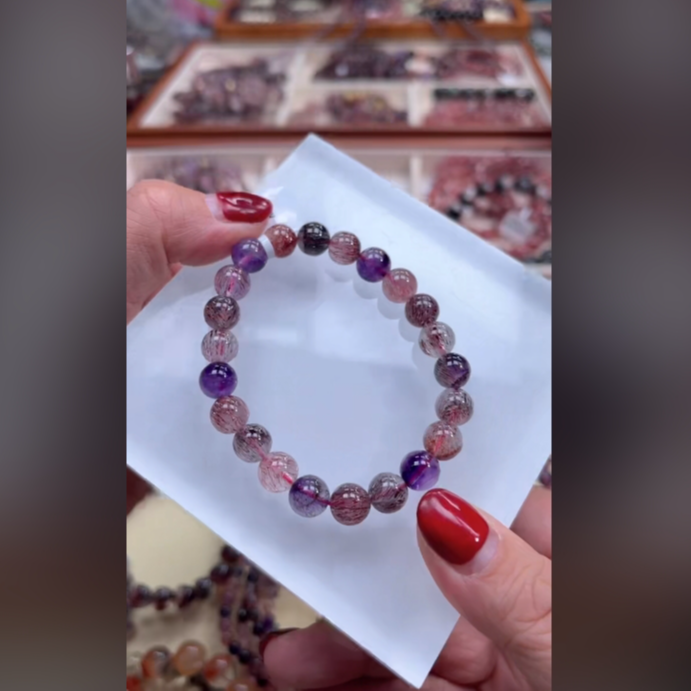 【百晶灵儿】天然水晶超七手串8m+多样性发一