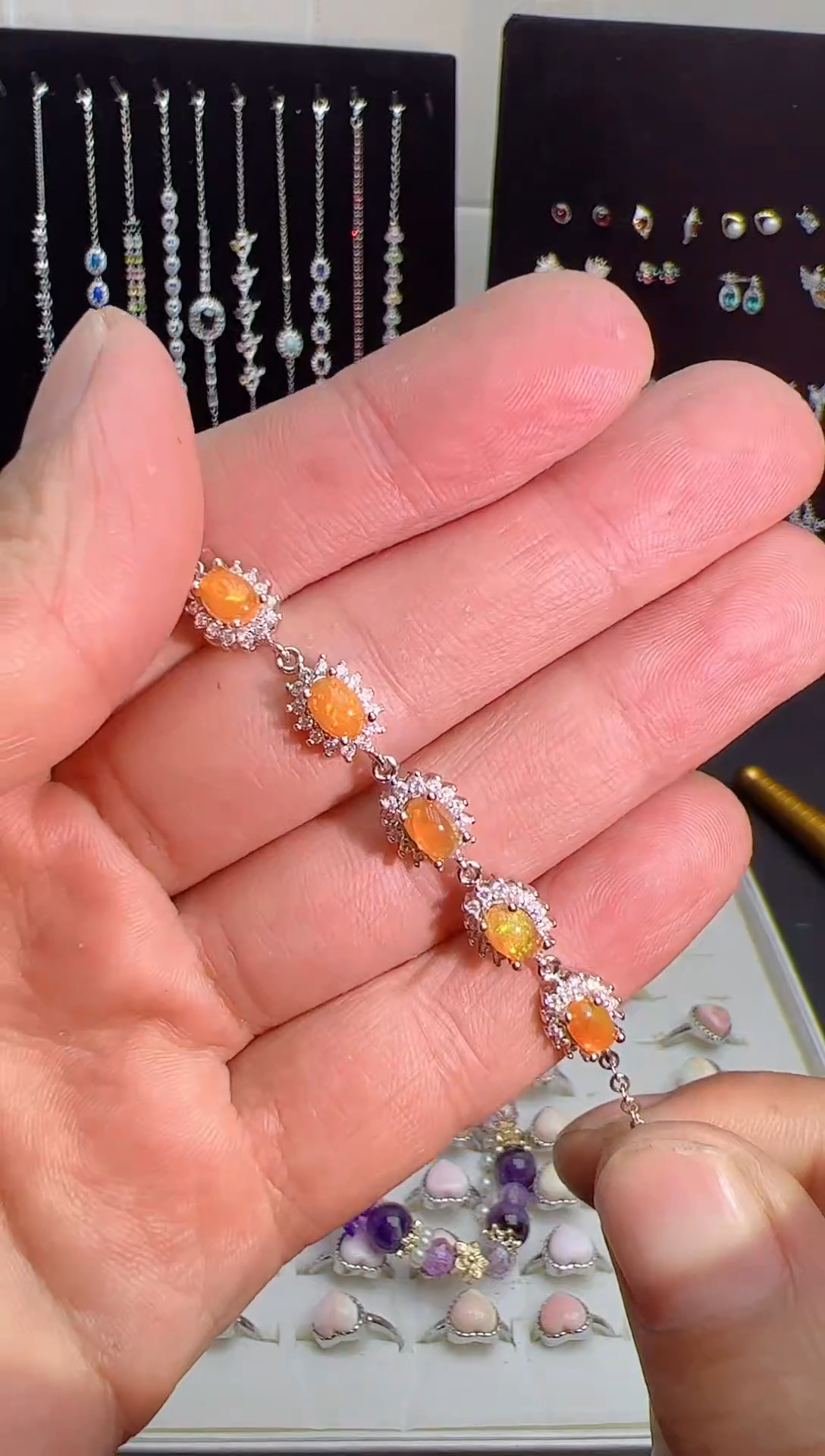 【闪购商品】火欧泊手链银S925镶嵌12345612