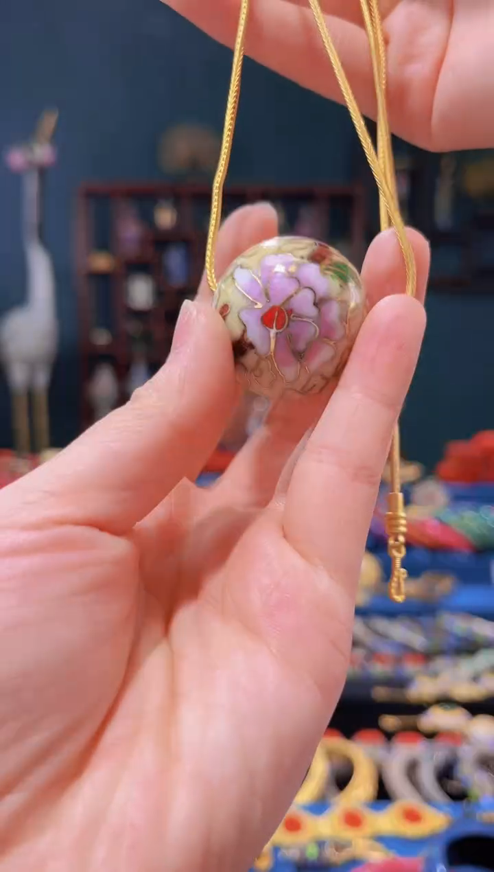 【闪购商品】景泰蓝3.0大珠子+链子 米色