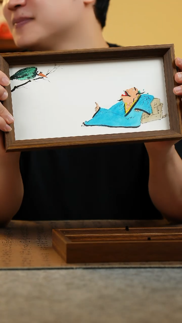 国画15*27.5纯手绘国风国画摆台