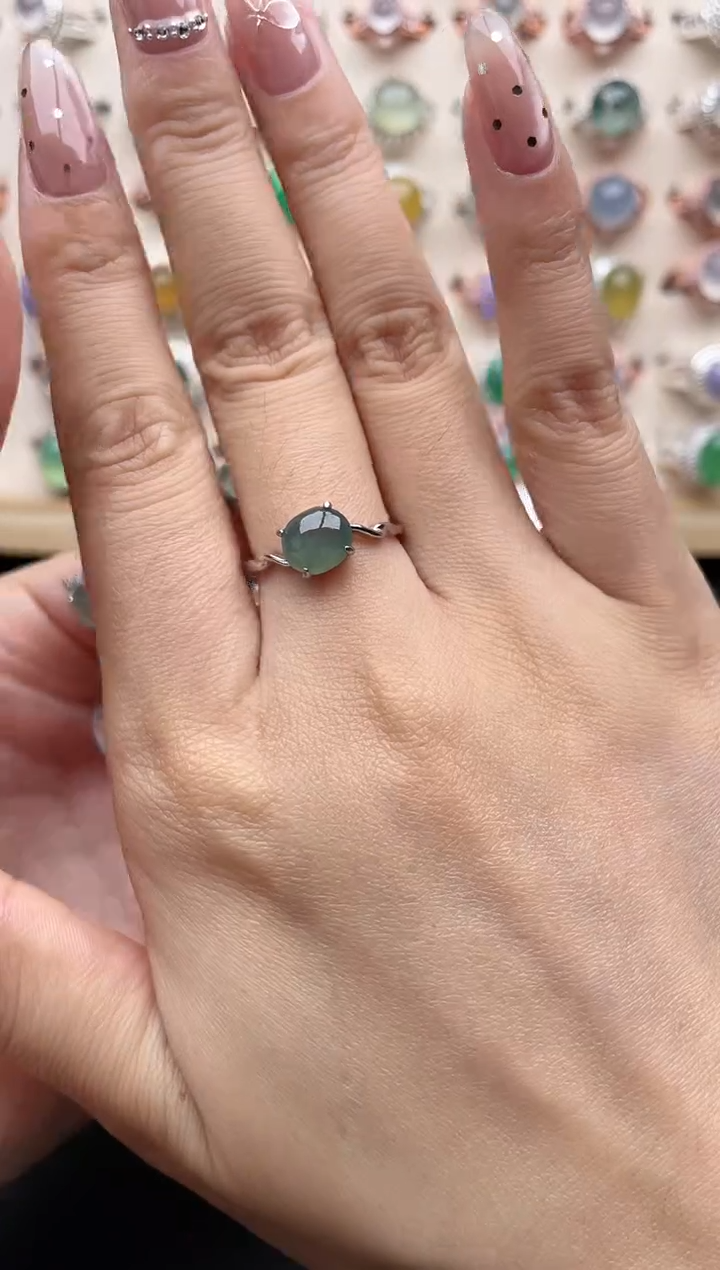 【闪购商品】翡翠戒指银S925镶嵌一物一证一礼盒