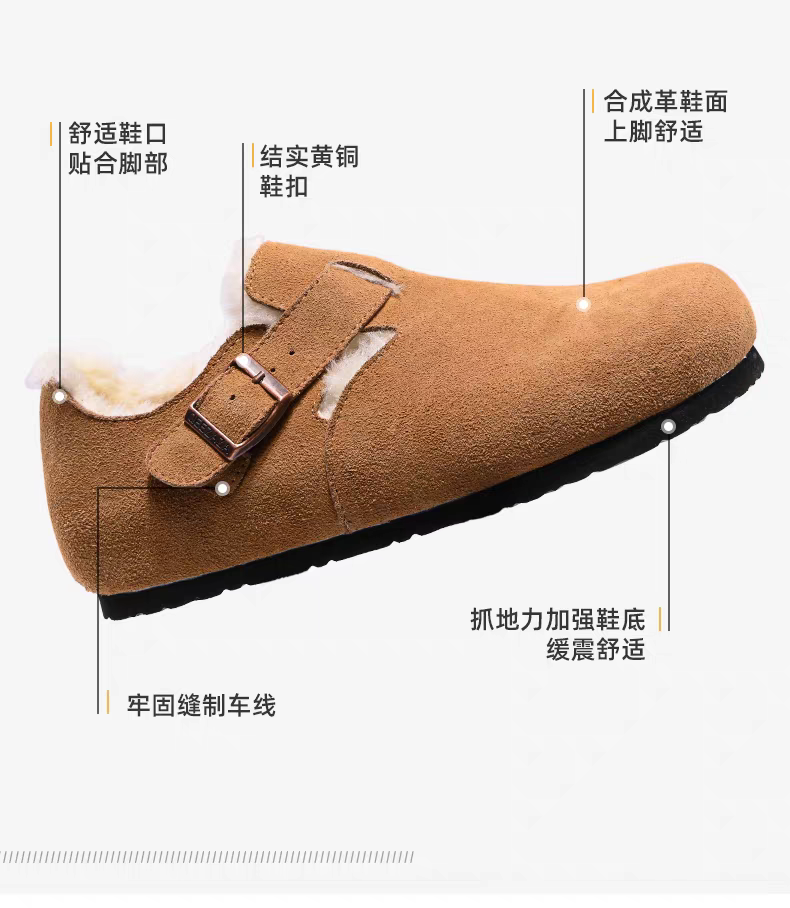 博肯真皮牛皮保暖懒人鞋极简风秋冬季软底平底包头加绒不加绒都有