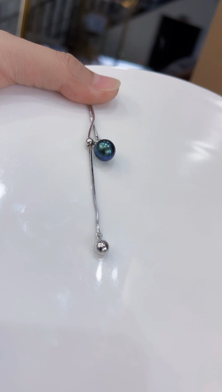 【闪购商品】海水珍珠颈饰银S925镶嵌大溪地毛衣链