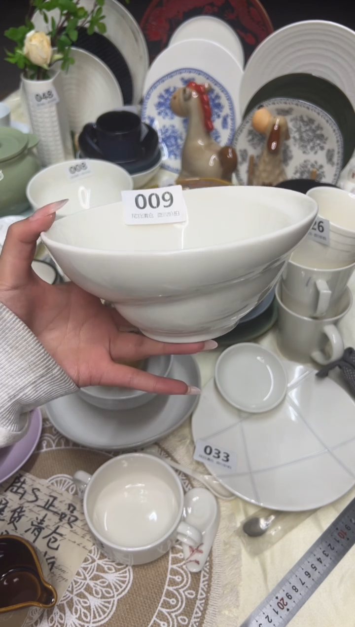 新骨瓷009 瑕疵  暖白 7寸 海螺碗