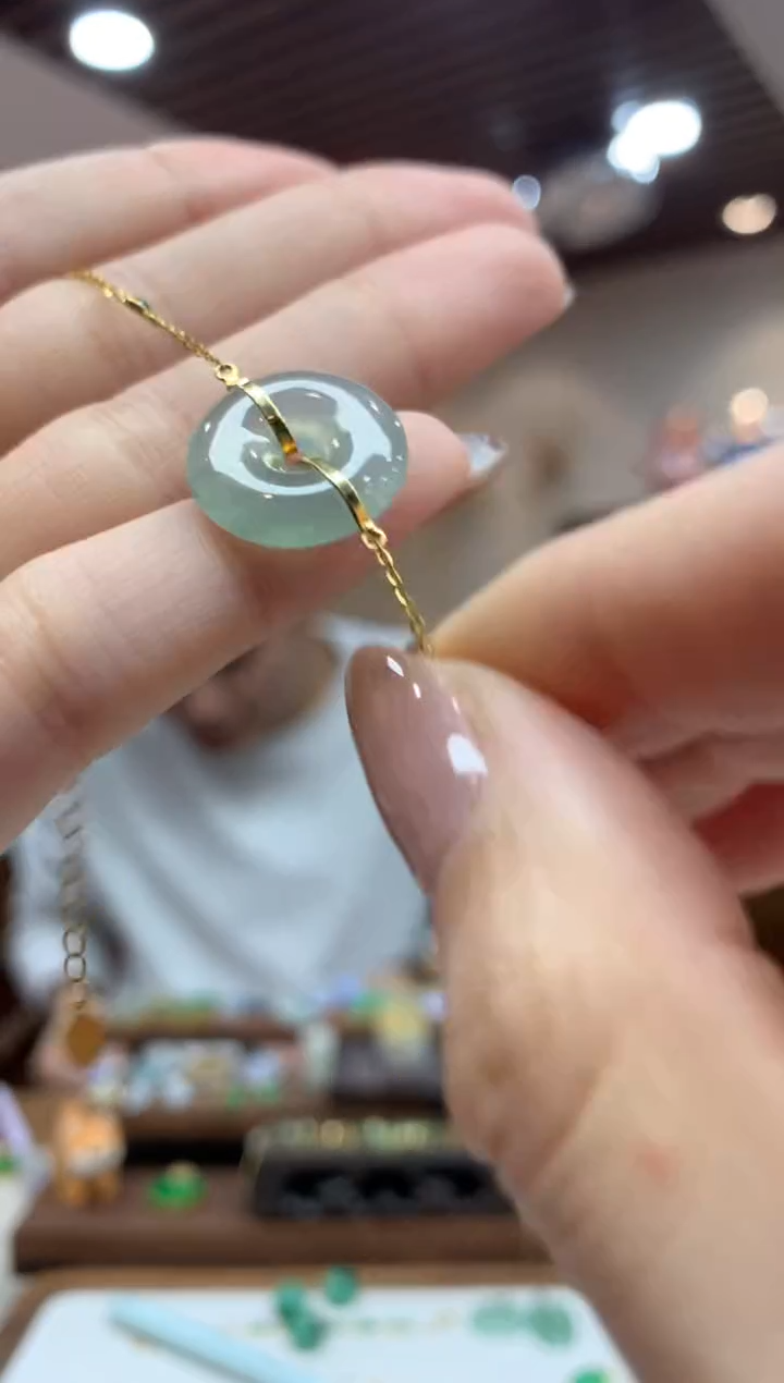 【闪购商品】翡翠手链18K金镶嵌手链