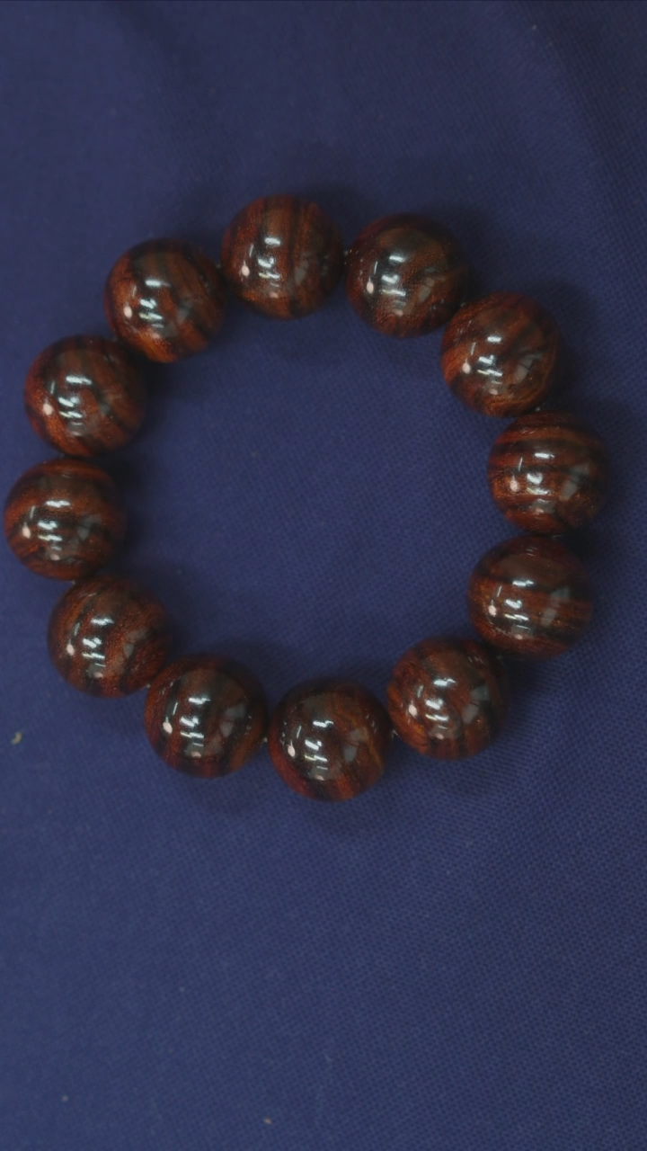 黄花梨/降香黄檀海南黄花梨霸王岭水墨虎皮纹2.0手串（288）