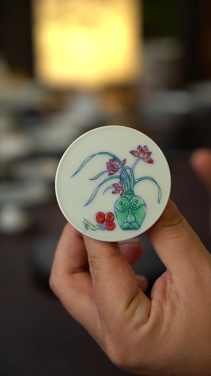 景德镇全手工手绘清供盖置02号