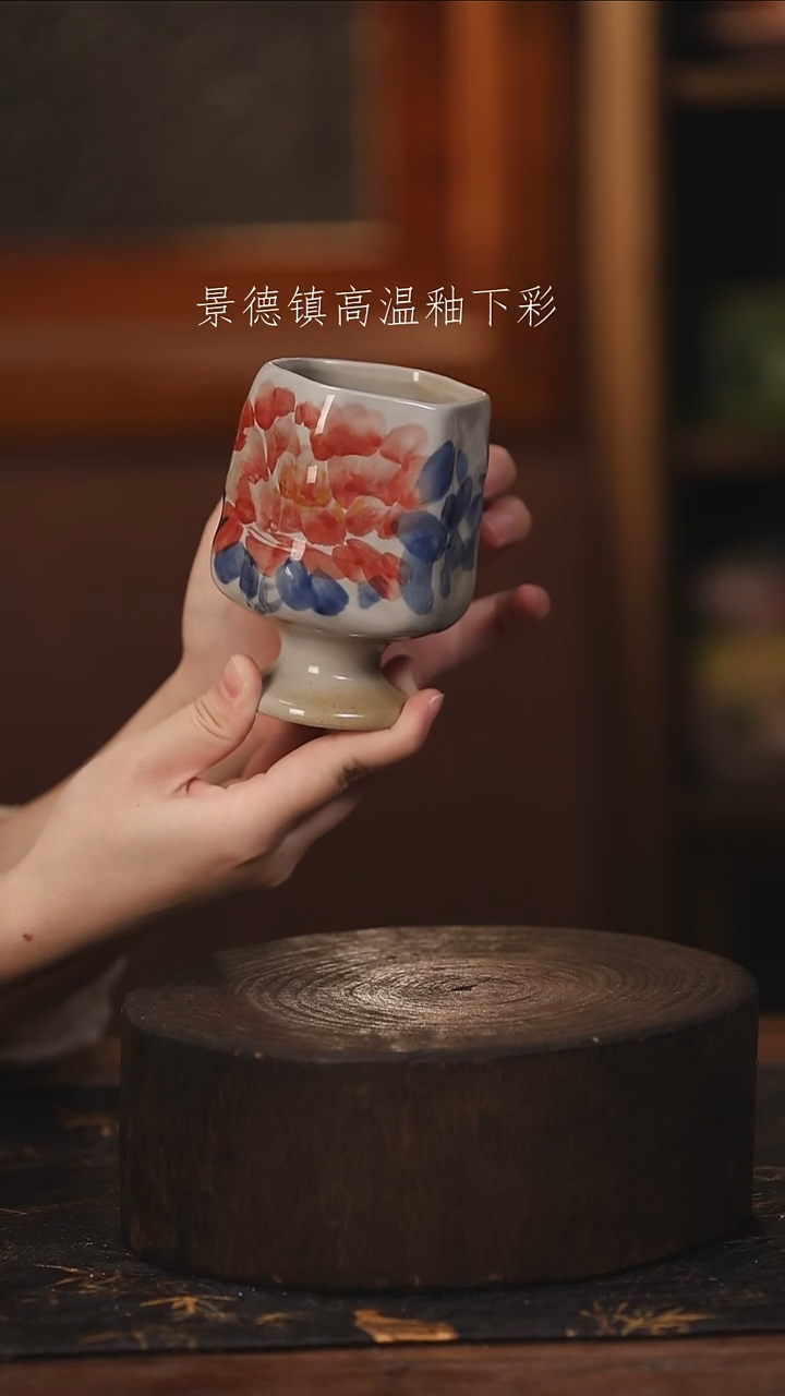 陶瓷景德镇高温釉下手绘陶瓷@L417@