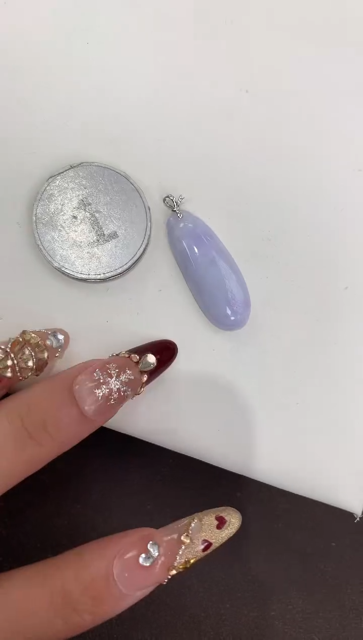 颈饰18K金镶嵌翡翠天然缅甸a货翡翠