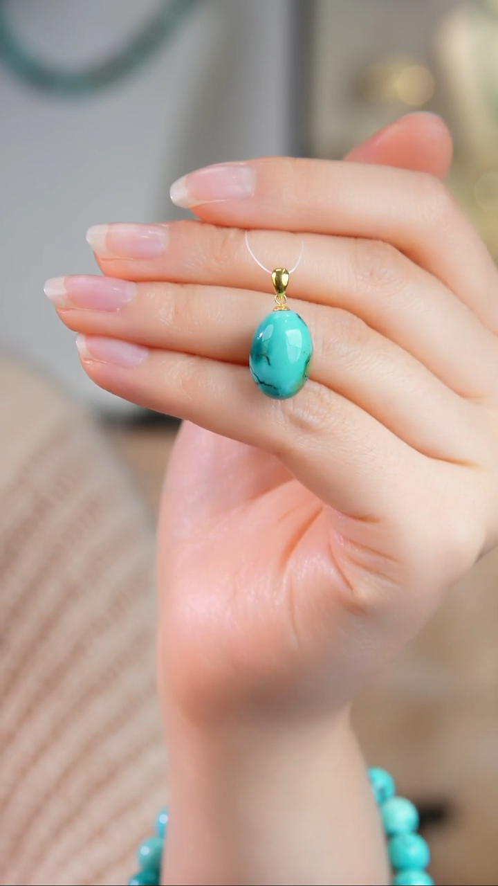 18K金镶嵌绿松石吊坠(不含链)1