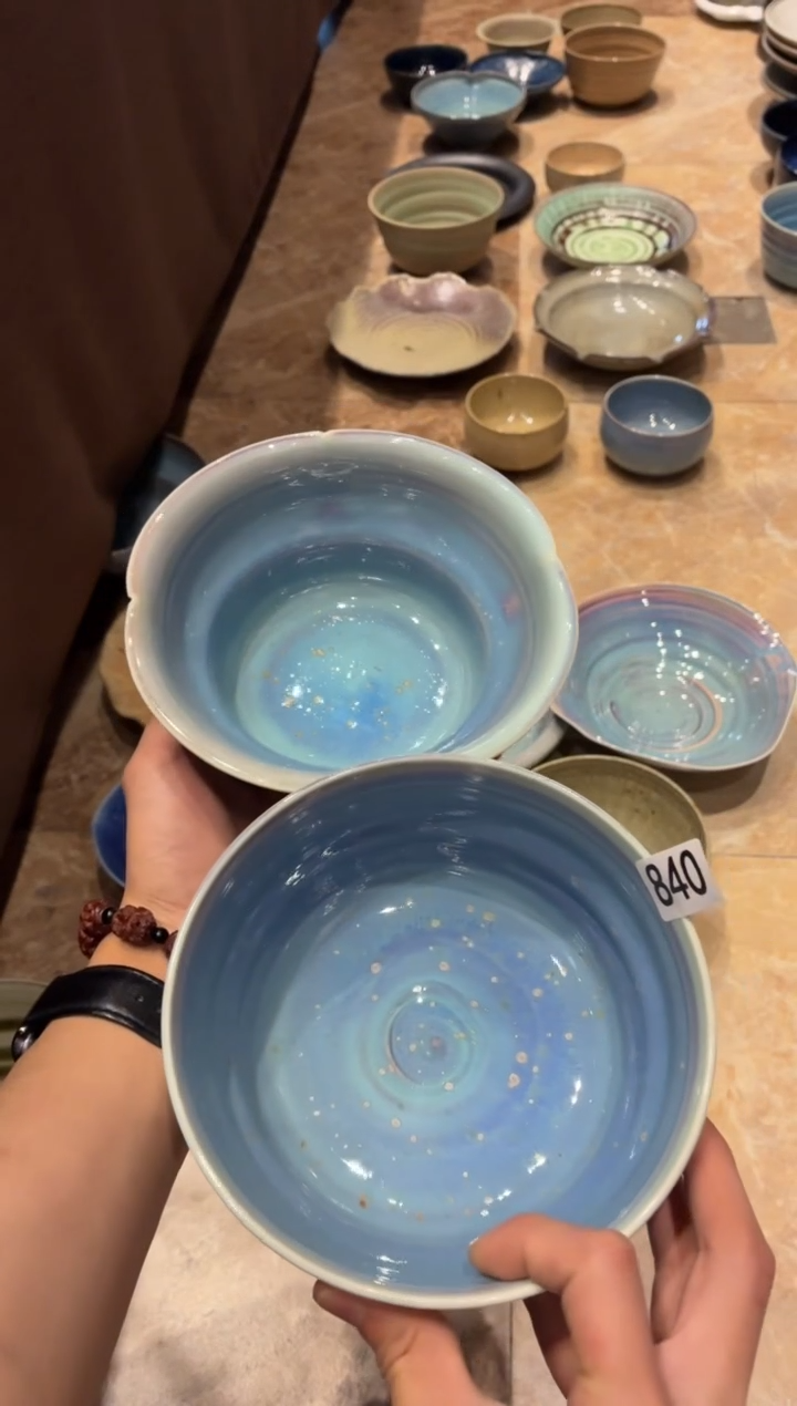 瓷片李*姐840  窑变蓝手工碗（2个哦）