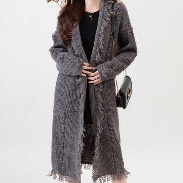 A585流苏长款针织衫R00776AGY109