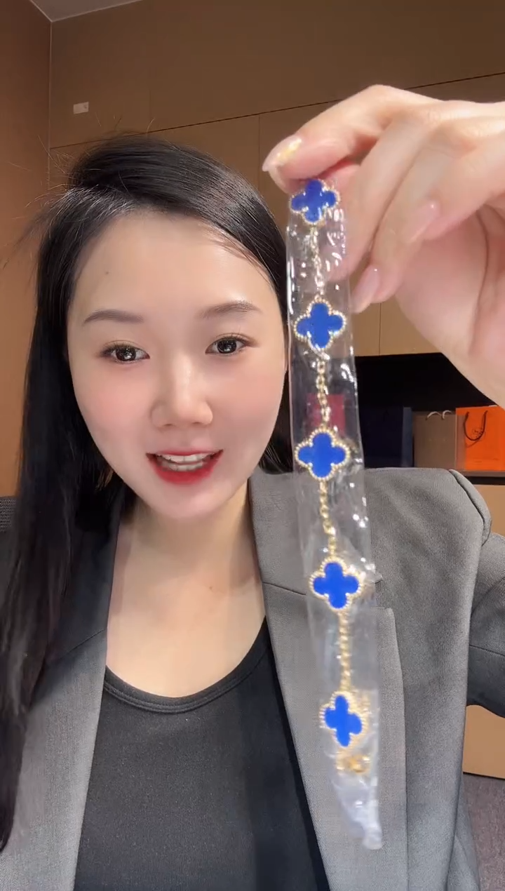 【闪购商品】玛瑙/玉髓手链18K金镶嵌蓝色k黄，五花手链GHJ