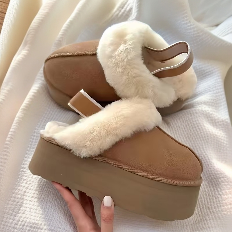 【5CM绑带星拖】2025款内里皮毛一体通勤时尚保暖加厚休闲雪地拖