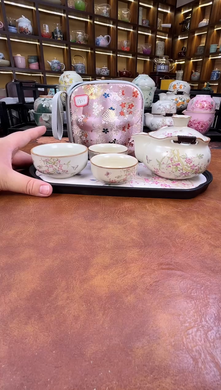 慕瓷窑桃花宝瓶+桃花盘