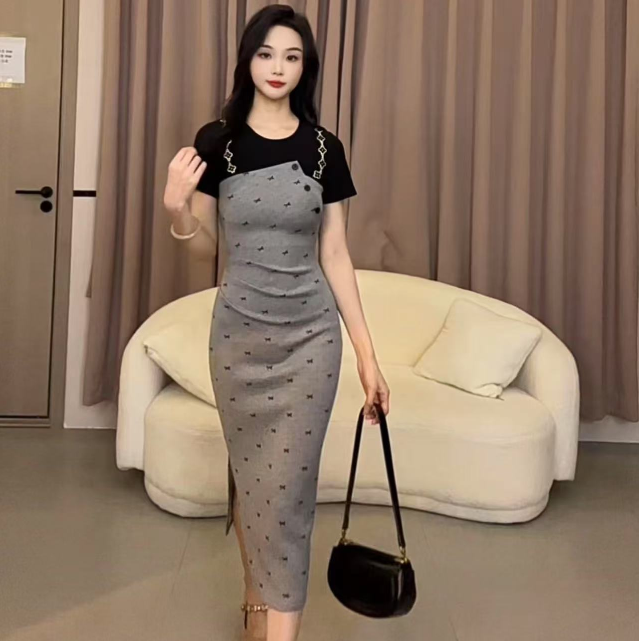【小米】新款夏季女神时尚轻奢法式名媛设计感连衣裙YYMZQ50189