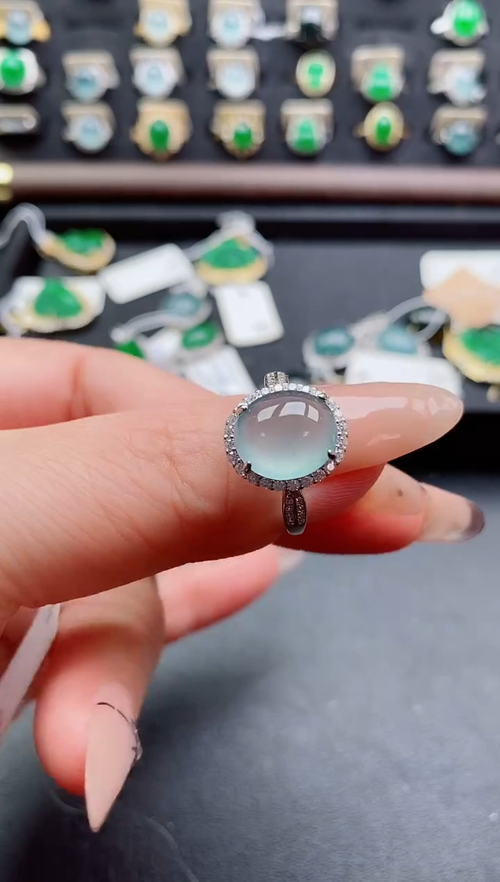 银S925镶嵌戒指翡翠1