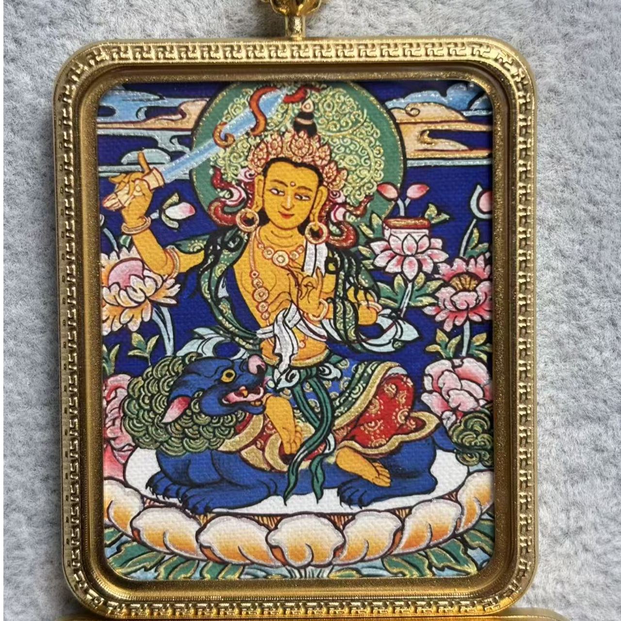 手绘唐卡 兔 文殊 热贡卡