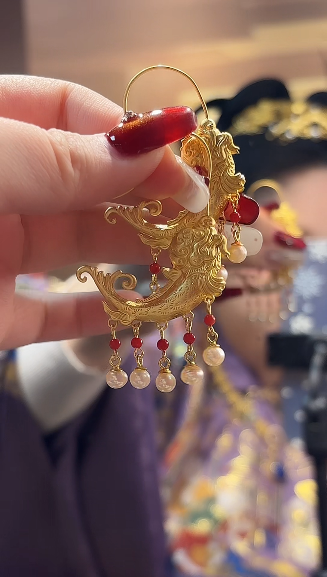 无925银摩羯龙鱼耳环/对