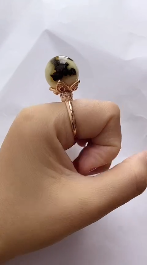 【闪购商品】琥珀裸石银S925镶嵌琥珀戒指