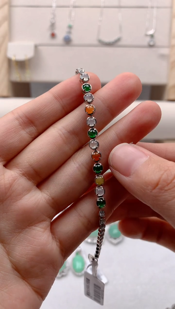 银S925镶嵌手链翡翠3号