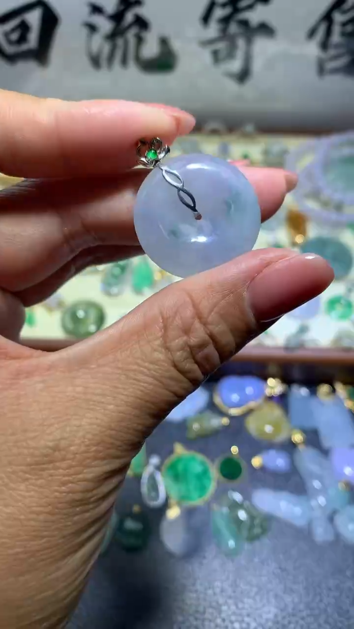 【闪购商品】翡翠颈饰18K金镶嵌076翡翠吊坠