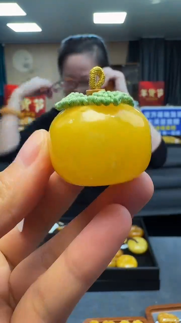 琥珀颈饰未镶嵌合*十天然保真蜜蜡圆珠DIY柿子