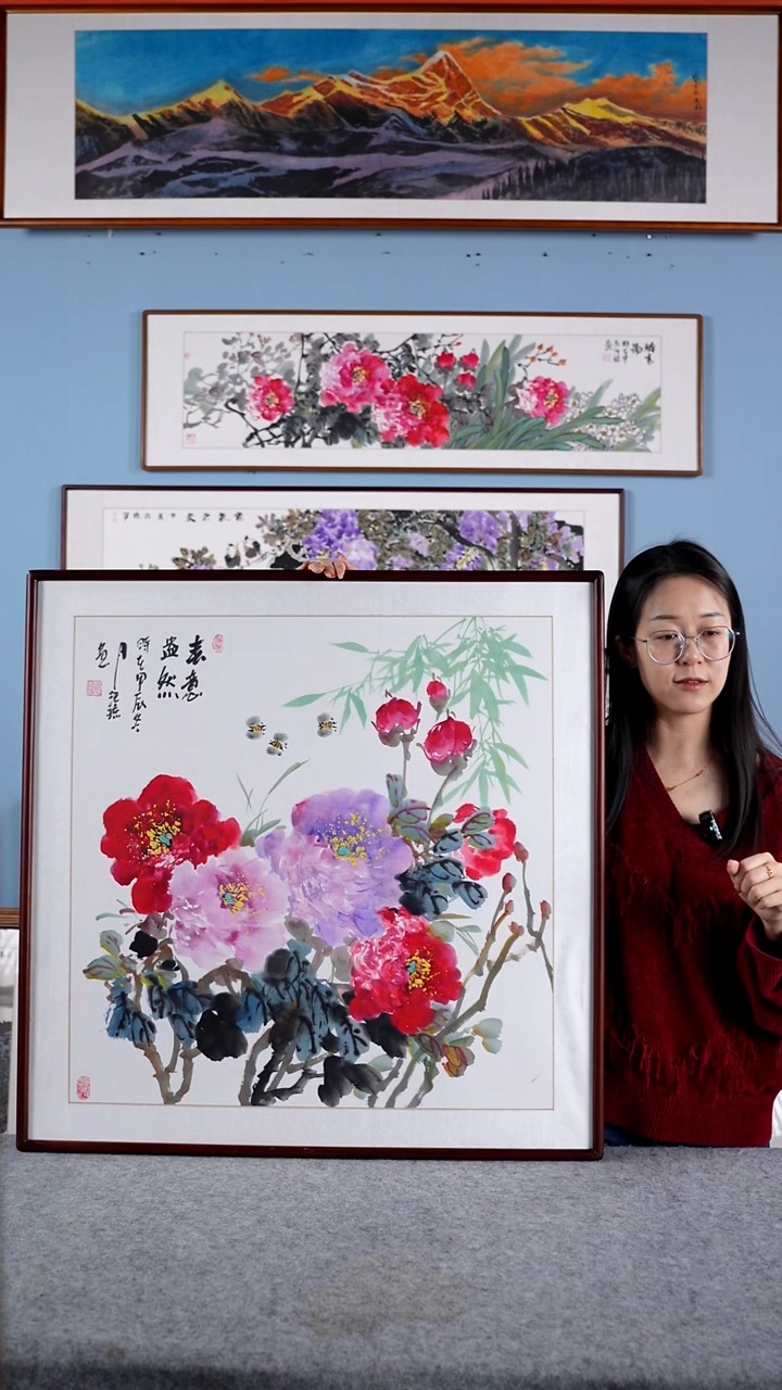 【闪购商品】国画汪琼《春意盎然》含框82*82