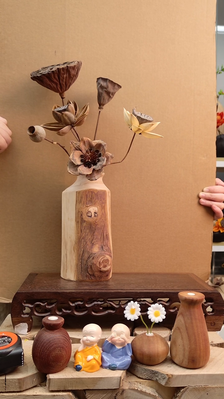 木实木花瓶配花一套