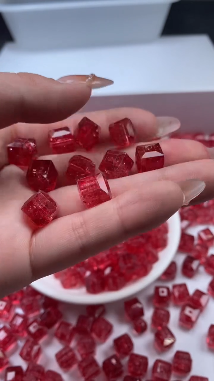 颈饰未镶嵌水晶w3185红碧玺方糖10mm*10颗