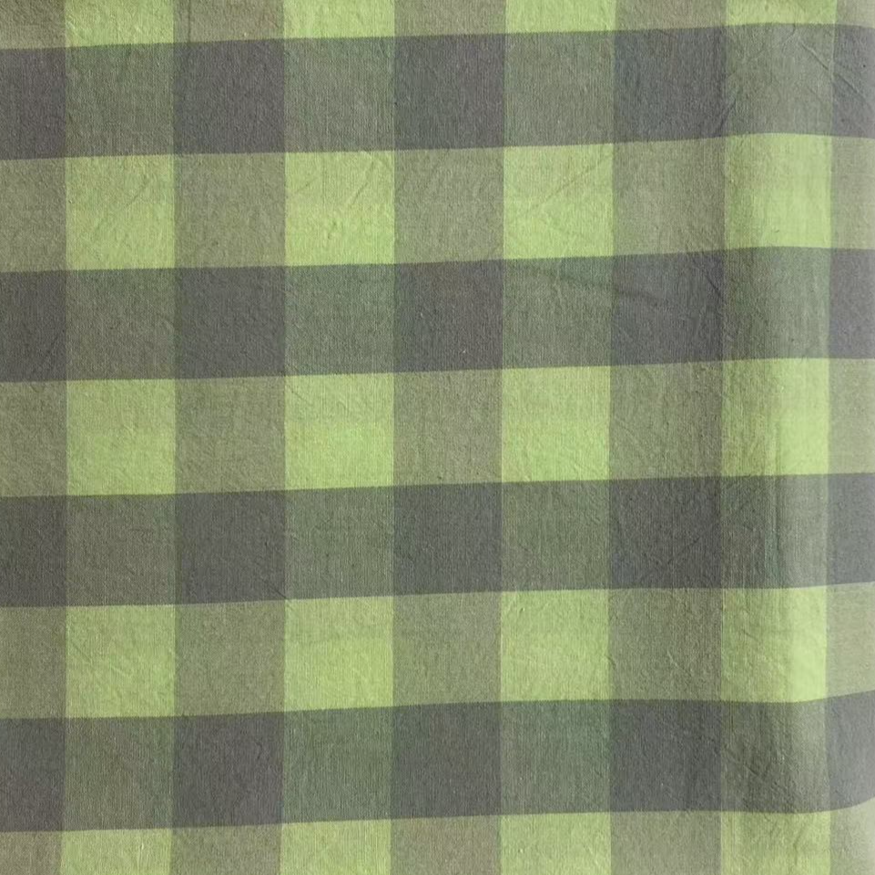 全棉100%色织水洗棉床品  19绿灰三分格
