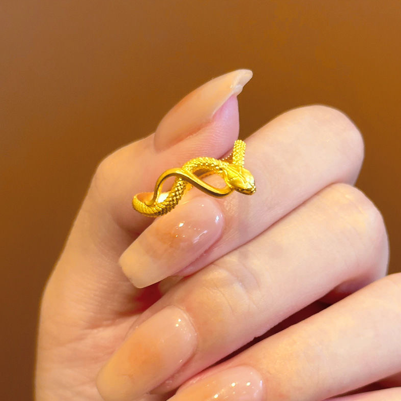 【顺丰配送 次日到家】灵蛇缠绕开口戒指女新款蛇年生肖本命年百搭时尚个性显白指环食指戒