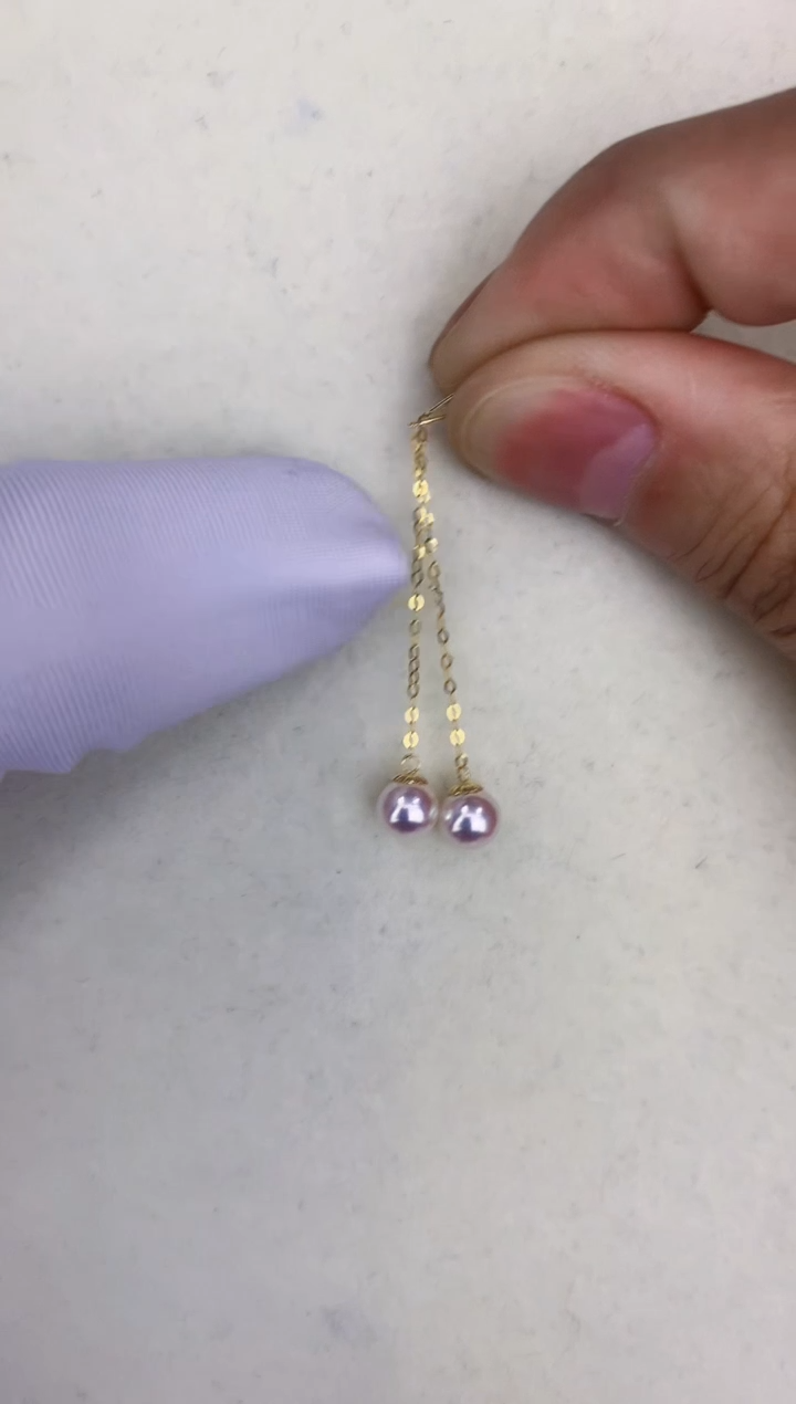 18K金镶嵌DA海水珍珠 GD144 耳钉 5-6